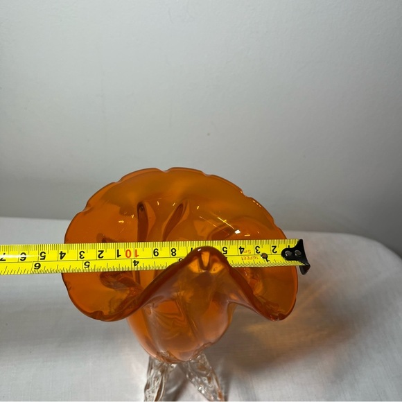 Murano Art Glass Cornucopia Horn Vase Neon Orange 1950s. Vintage - Picture 6 of 6